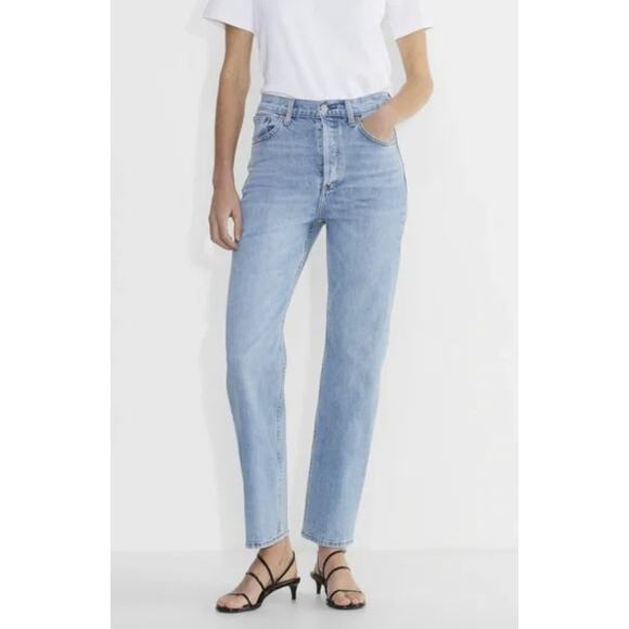 Denim Forum The Arlo Hi-rise Straight Jean in 7 yrs bleu taboo Size‎ 26 - Picture 1 of 12
